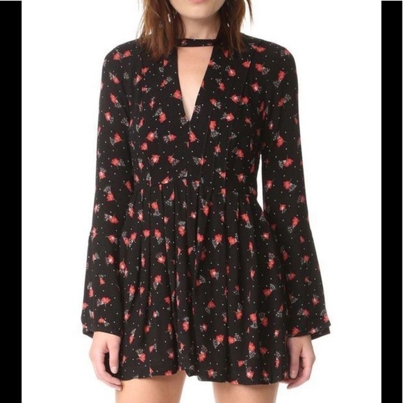 Free people black floral tegan mini dress ✨final price✨ - Picture 1 of 4